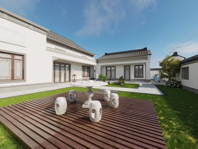 新中式居家庭院3D模型下载